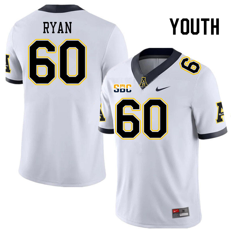 Youth #60 Ethan Ryan Appalachian State Mountaineers College Football Jerseys Stitched Sale-White